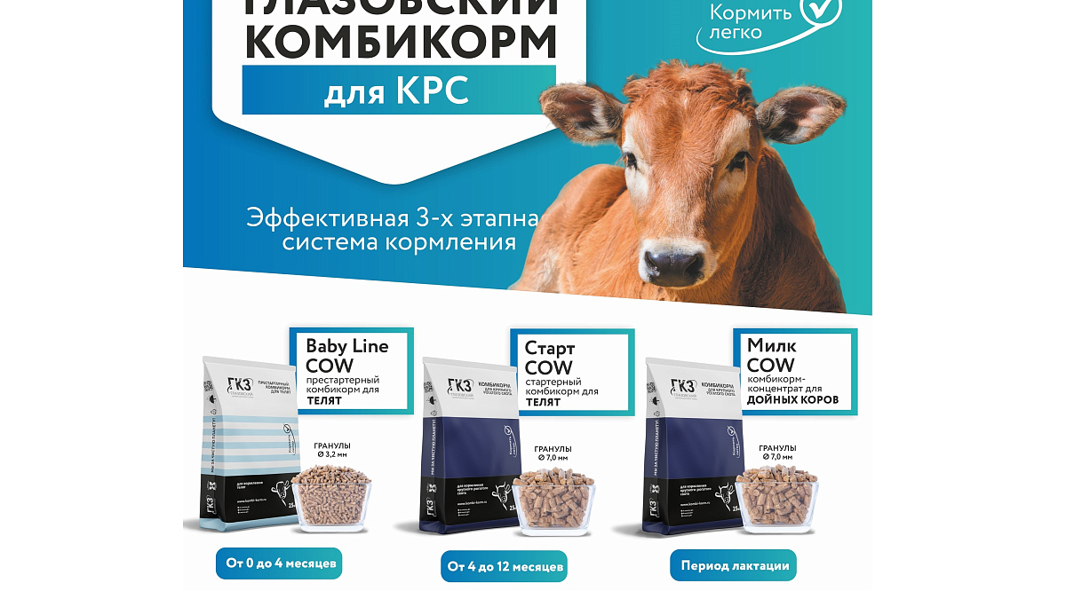 Трёхэтапное кормление коров: Baby Line COW, Старт COW, Милк COW